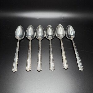 Oneida Deluxe Stainless Flatware Spoons Set of 6 Elegant Floral Etching